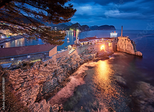 Night view on Petrovac, Montenegro