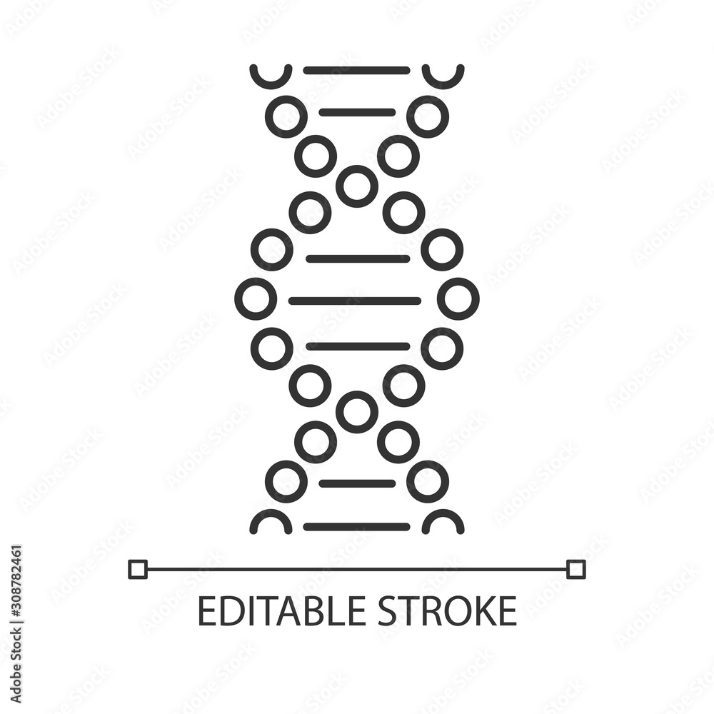 DNA Spiral Linear Icon. Connected Dots, Lines. Deoxyribonucleic ...