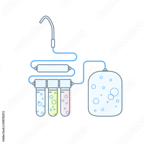 Filters to purify your drinking water - home water filtering system icon