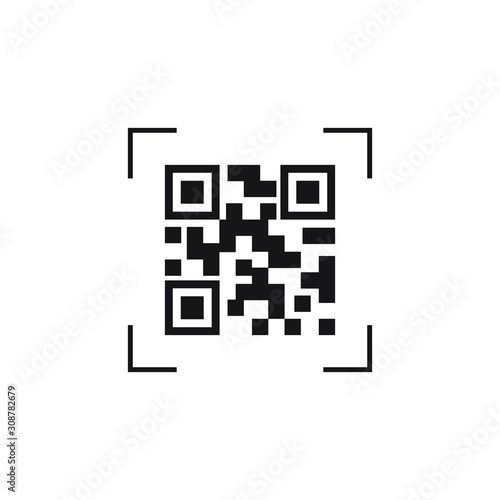 Scanning QR code on phone screen icon, app ui and ux elements. Vector illustration
