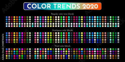 Color trends 2020. An example of a color palette. Forecast of the future color trend. Vector eps 10