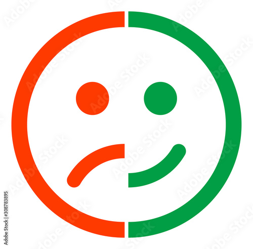 Bipolar emotion vector icon. Flat Bipolar emotion symbol is isolated on a white background.