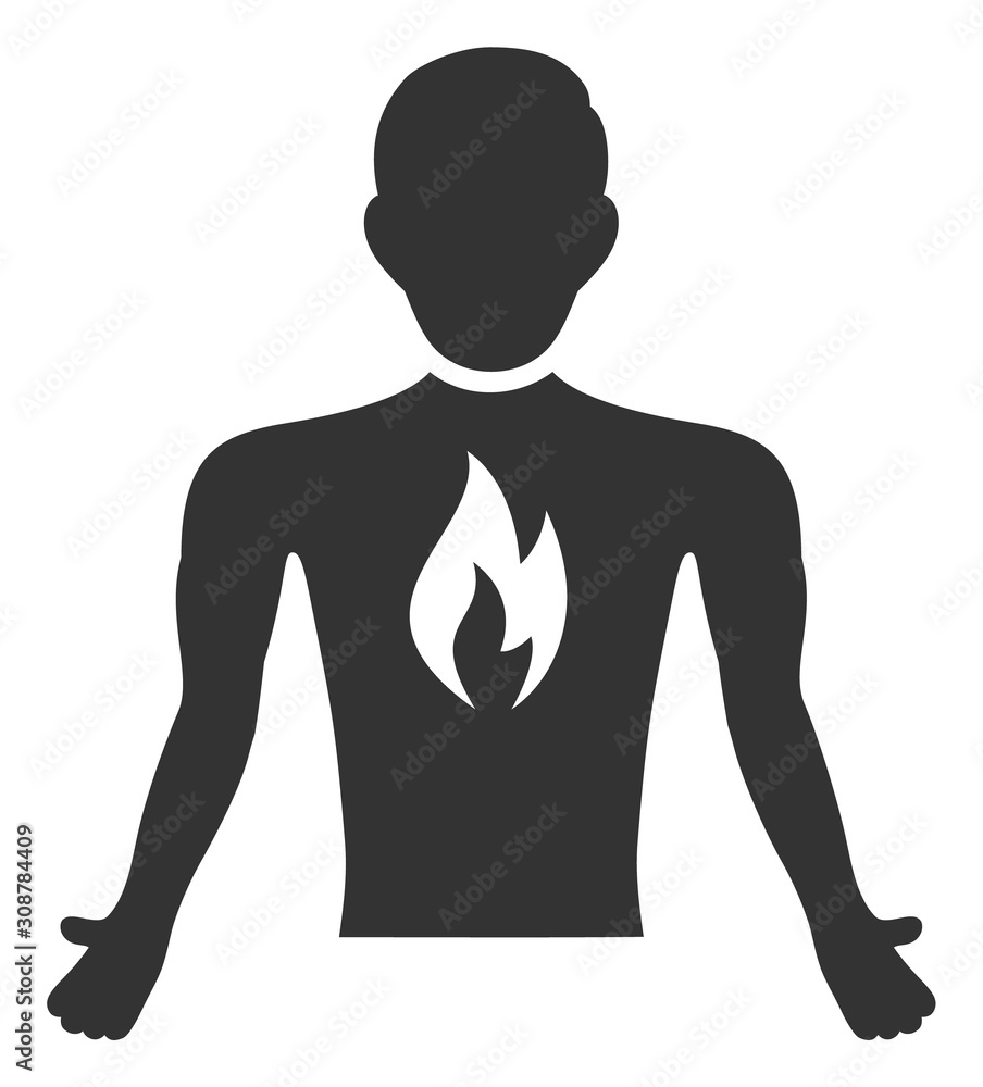 Chest pain vector icon. Flat Chest pain symbol is isolated on a white