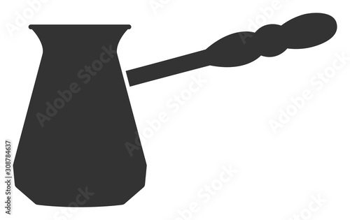 Coffee cezve vector icon. Flat Coffee cezve symbol is isolated on a white background.