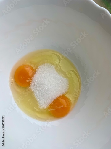 eggs broken in a plate as an ingredient