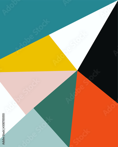 abstract geometric minimal art, memphis design nordic scandinavian style colorful geometry pattern