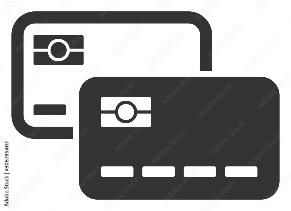 Credit cards vector icon. Flat Credit cards pictogram is isolated on a white background. Credit cards vector icon. Flat Credit cards pictogram is isolated on a white background.