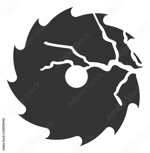 Damaged circular saw vector icon. Flat Damaged circular saw pictogram is isolated on a white background.