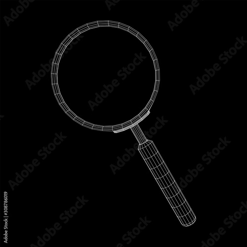 Magnifying glass. Business search concept. Wireframe low poly mesh vector illustration