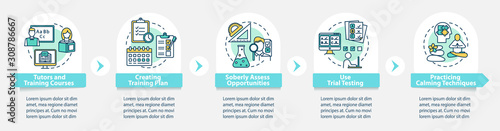 University entrance vector infographic template. Business presentation design elements. Data visualization with 5 steps and options. Process timeline chart. Workflow layout with linear icons