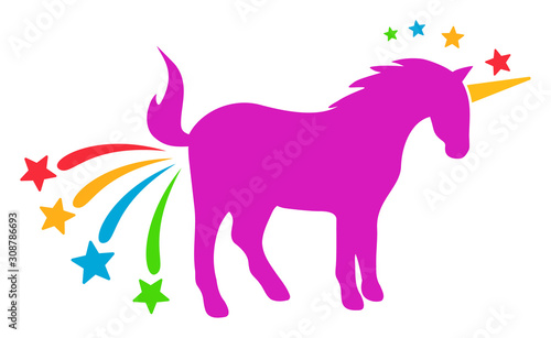 Farting unicorn vector icon. Flat Farting unicorn pictogram is isolated on a white background.