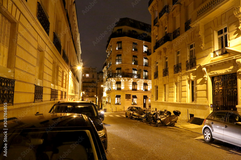 House in Paris on open urban nature of night France