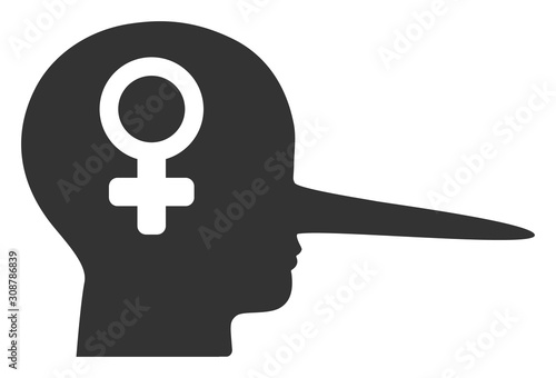 Female scammer vector icon. Flat Female scammer pictogram is isolated on a white background.