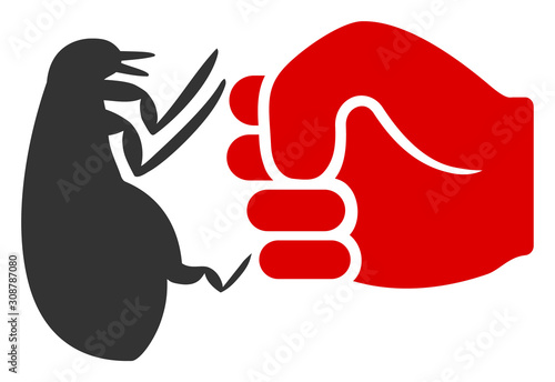 Flea fist strike vector icon. Flat Flea fist strike symbol is isolated on a white background.