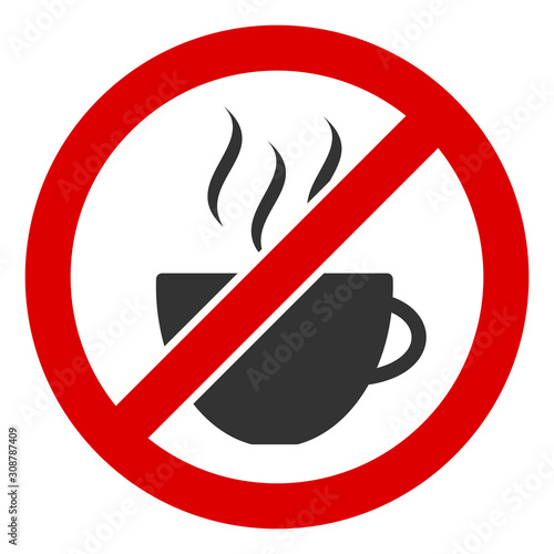 Forbidden coffee vector icon. Flat Forbidden coffee symbol is isolated on a white background.