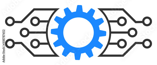 Gear electronic factory vector icon. Flat Gear electronic factory pictogram is isolated on a white background.