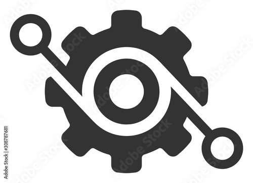 Gear solution vector icon. Flat Gear solution symbol is isolated on a white background.