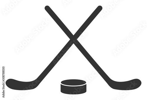 Hockey vector icon. Flat Hockey symbol is isolated on a white background.