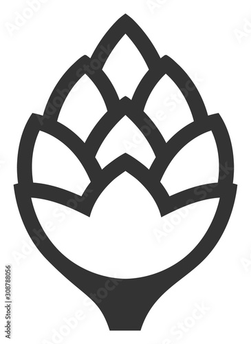 Hop bud vector icon. Flat Hop bud symbol is isolated on a white background.