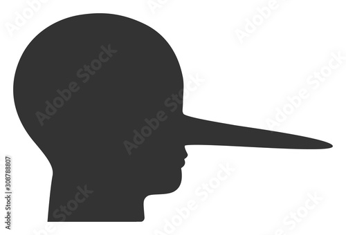 Liar vector icon. Flat Liar symbol is isolated on a white background.