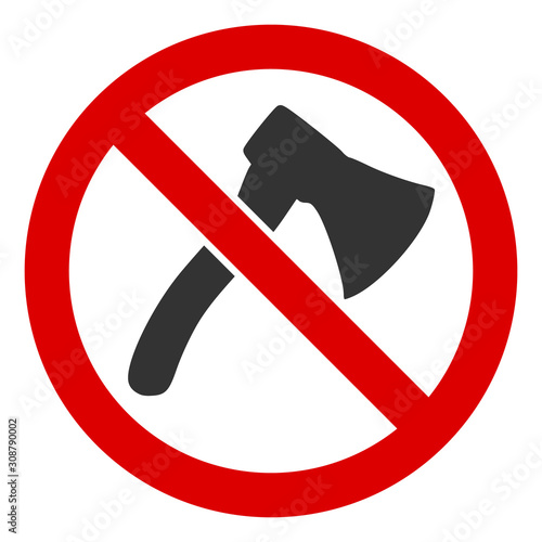 No axe vector icon. Flat No axe pictogram is isolated on a white background.