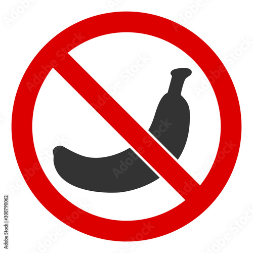 No banana vector icon. Flat No banana pictogram is isolated on a white background.