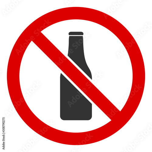 No beer bottle vector icon. Flat No beer bottle pictogram is isolated on a white background.