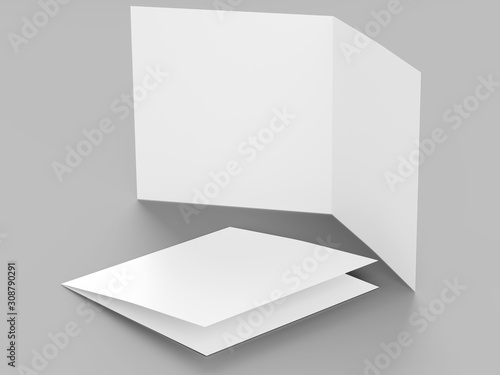 Brochure in square format folded to two - mockup. 3d illustration © neva