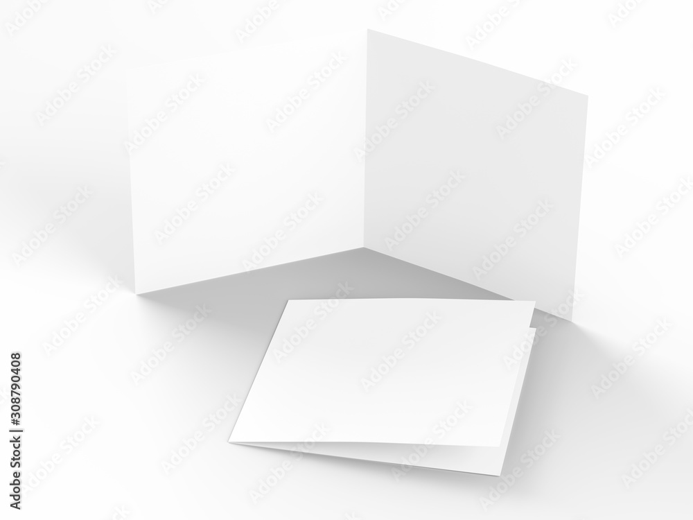 Brochure in square format folded to two - mockup. 3d illustration Brochure in square format folded to two - mockup. 3d illustration