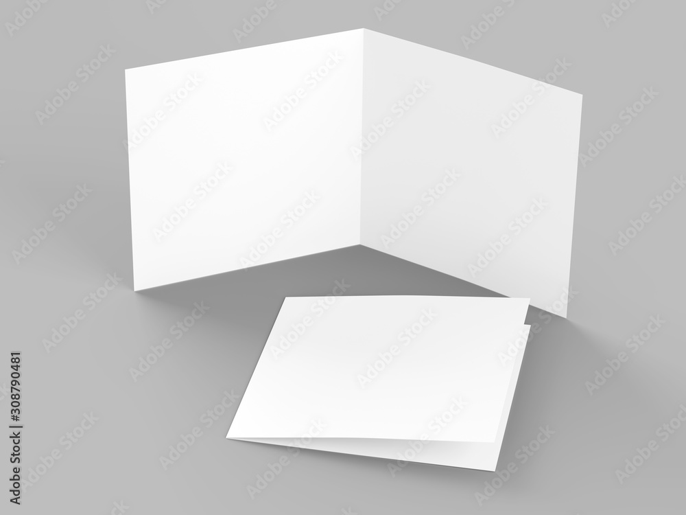 Brochure in square format folded to two - mockup. 3d illustration Brochure in square format folded to two - mockup. 3d illustration