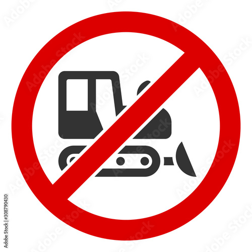 No bulldozer vector icon. Flat No bulldozer pictogram is isolated on a white background.