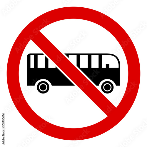 No bus vector icon. Flat No bus pictogram is isolated on a white background.