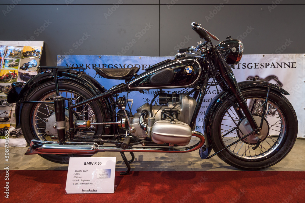 STUTTGART, GERMANY - MARCH 02, 2017: Sports motorcycle BMW R66, 1939 ...