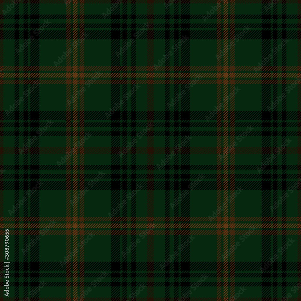 Fototapeta premium Green, brown and black tartan plaid. Stylish textile pattern.