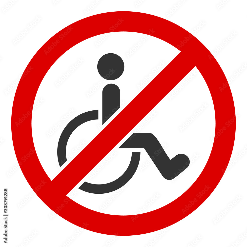 No disabled persons vector icon. Flat No disabled persons symbol is isolated on a white background. No disabled persons vector icon. Flat No disabled persons symbol is isolated on a white background.
