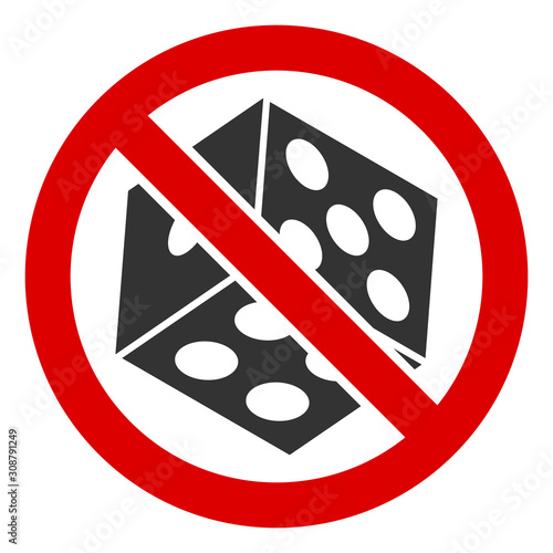 No dice gambling vector icon. Flat No dice gambling pictogram is isolated on a white background.