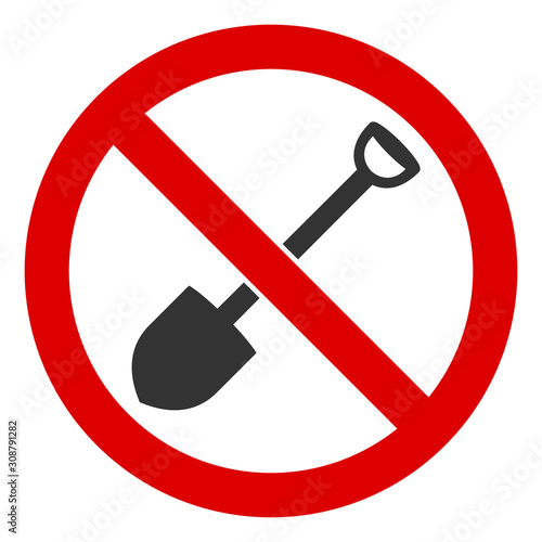 No digging vector icon. Flat No digging symbol is isolated on a white background.