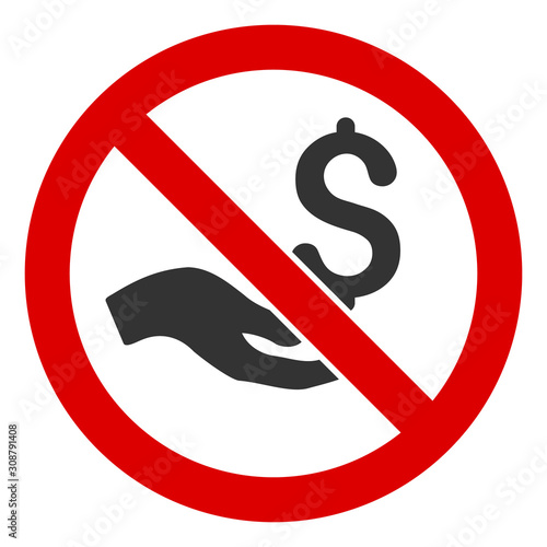 No donations vector icon. Flat No donations pictogram is isolated on a white background.