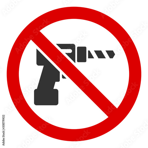 No drill vector icon. Flat No drill pictogram is isolated on a white background.
