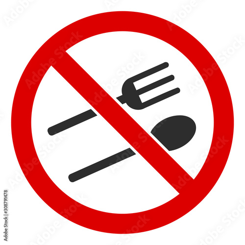 No eating vector icon. Flat No eating symbol is isolated on a white background.