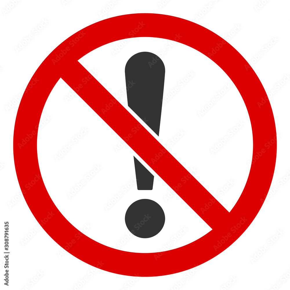 No exclamation vector icon. Flat No exclamation symbol is isolated on a white background. No exclamation vector icon. Flat No exclamation symbol is isolated on a white background.