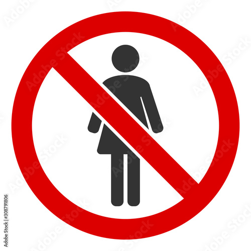 No female vector icon. Flat No female pictogram is isolated on a white background.