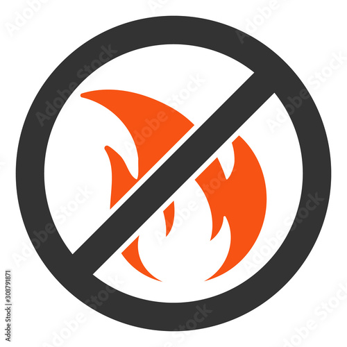 No fire vector icon. Flat No fire symbol is isolated on a white background.