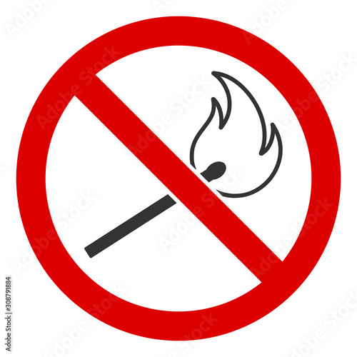 No fired match vector icon. Flat No fired match pictogram is isolated on a white background.