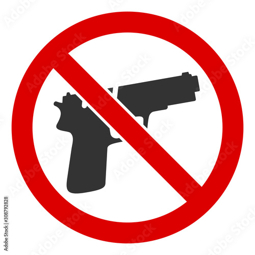 No guns vector icon. Flat No guns pictogram is isolated on a white background.