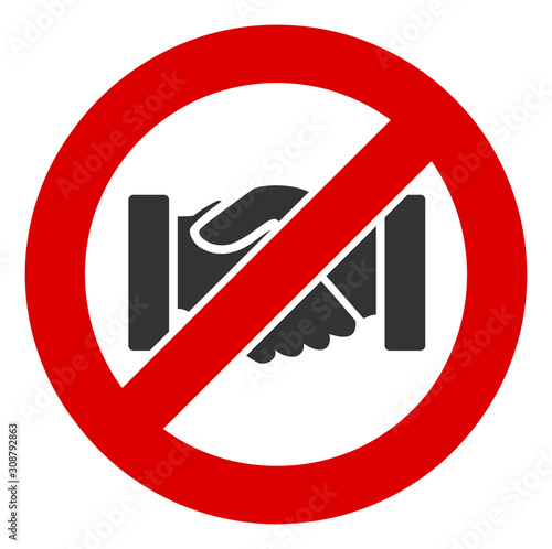 No handshake vector icon. Flat No handshake pictogram is isolated on a white background.