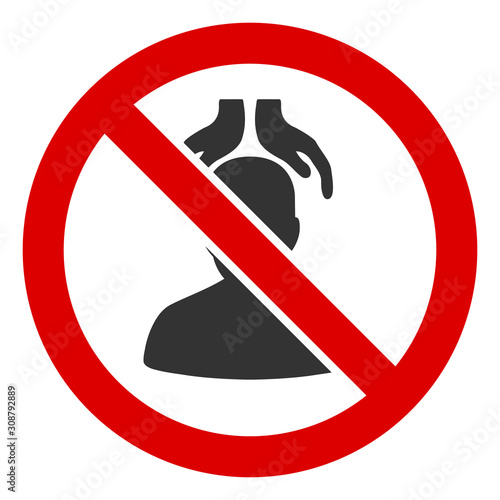 No head massage vector icon. Flat No head massage symbol is isolated on a white background.