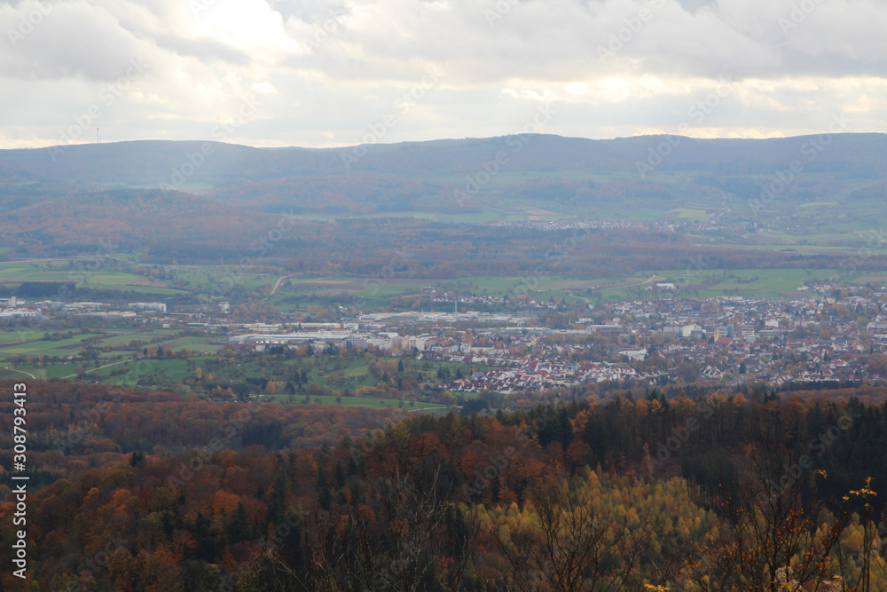 The panorama from the mountain Hohenstaufen The panorama from the mountain Hohenstaufen