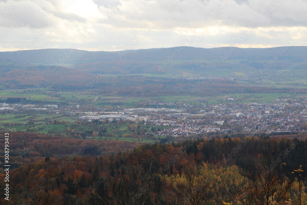 The panorama from the mountain Hohenstaufen