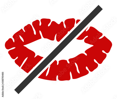 No kiss vector icon. Flat No kiss symbol is isolated on a white background.